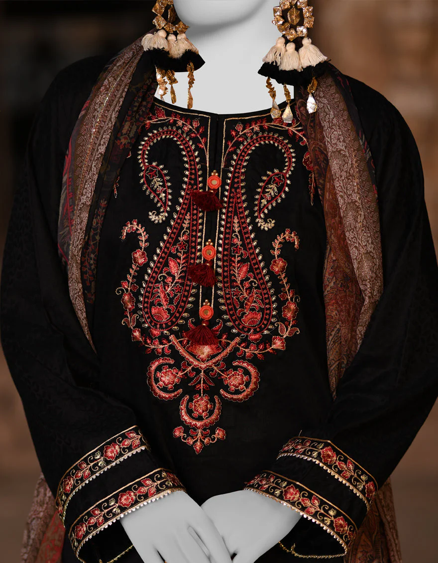 BLACK DOBBY 3PC STITCHED | JLAWN-S-25-016/S KASHMIRI-04 - Image 3