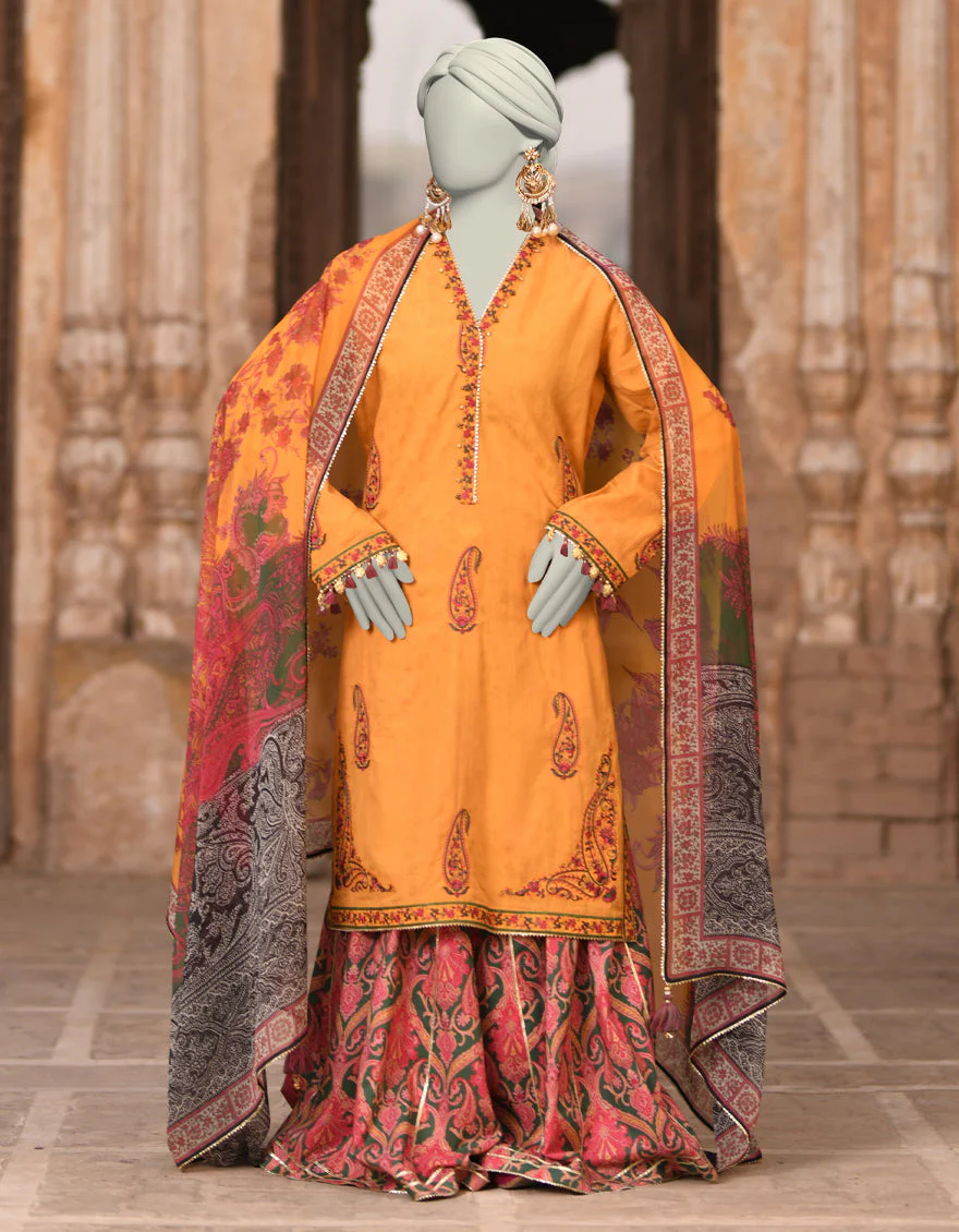 MUSTARD DOBBY 3PC STITCHED | JLAWN-S-25-017/S KASHMIRI-05