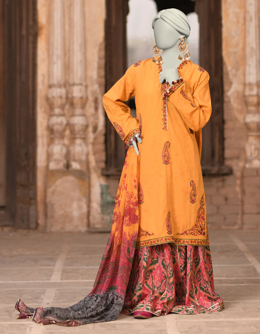 MUSTARD DOBBY 3PC STITCHED | JLAWN-S-25-017/S KASHMIRI-05 - Image 3