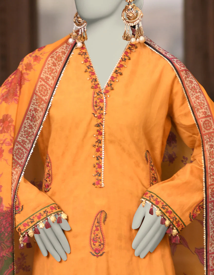 MUSTARD DOBBY 3PC STITCHED | JLAWN-S-25-017/S KASHMIRI-05 - Image 4
