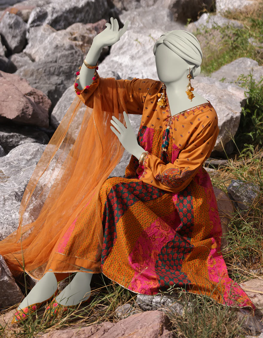 RUST LAWN 3PC STITCHED | JLAWN-S-25-029/S ETHNIC BOGO-5 - Image 2