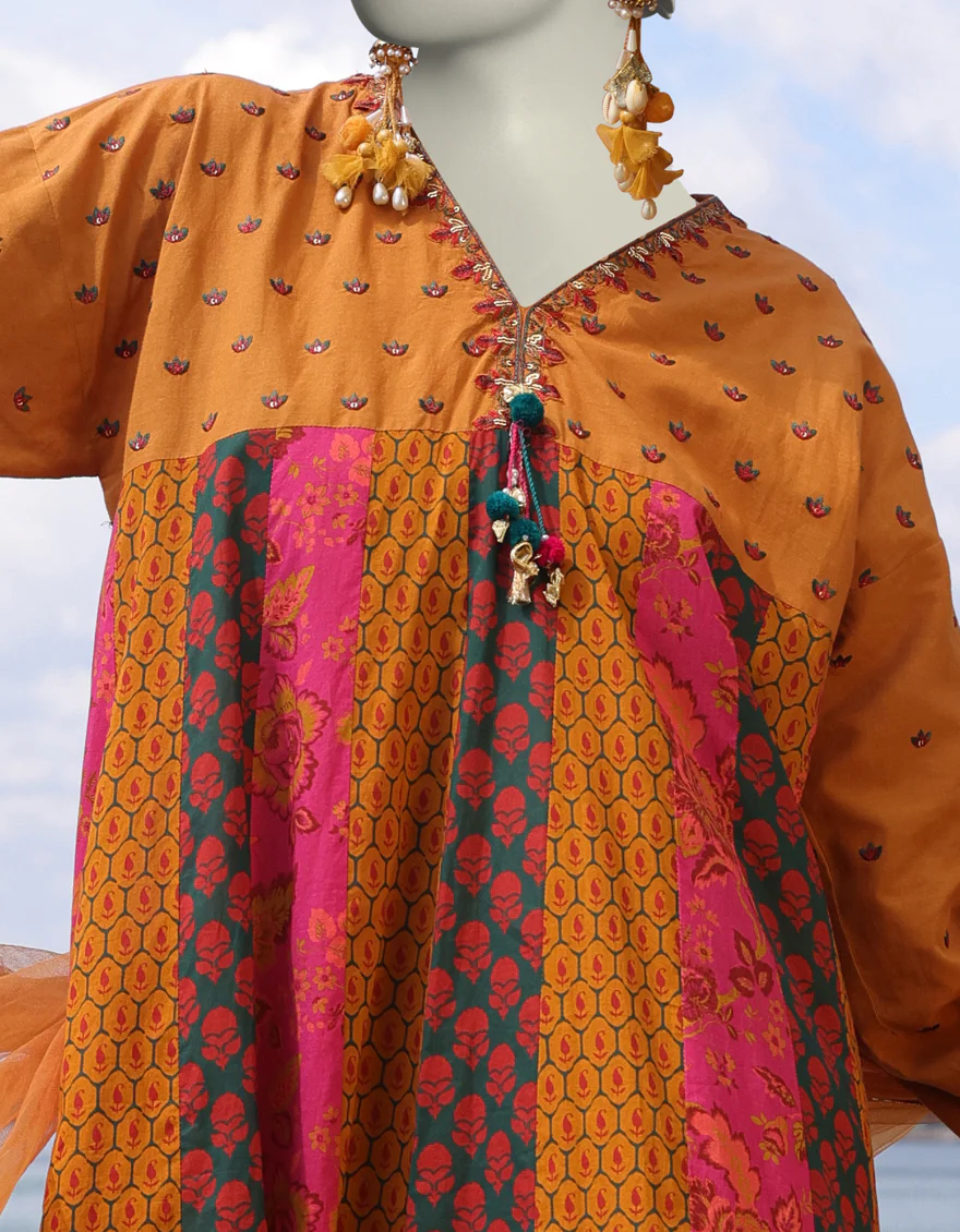 RUST LAWN 3PC STITCHED | JLAWN-S-25-029/S ETHNIC BOGO-5 - Image 3