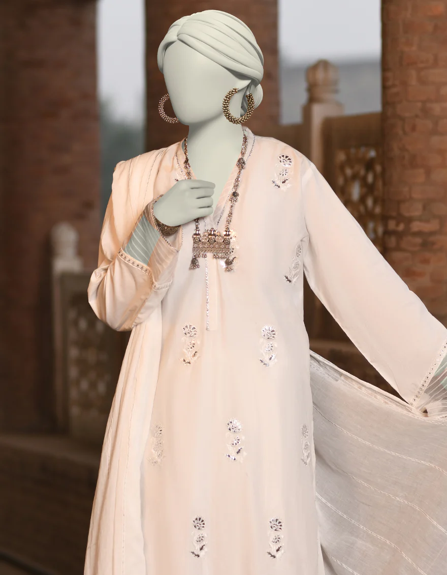 WHITE LAWN 3PC STITCHED | JLAWN-S-25-031/S CHAMPA PANI-1 - Image 3