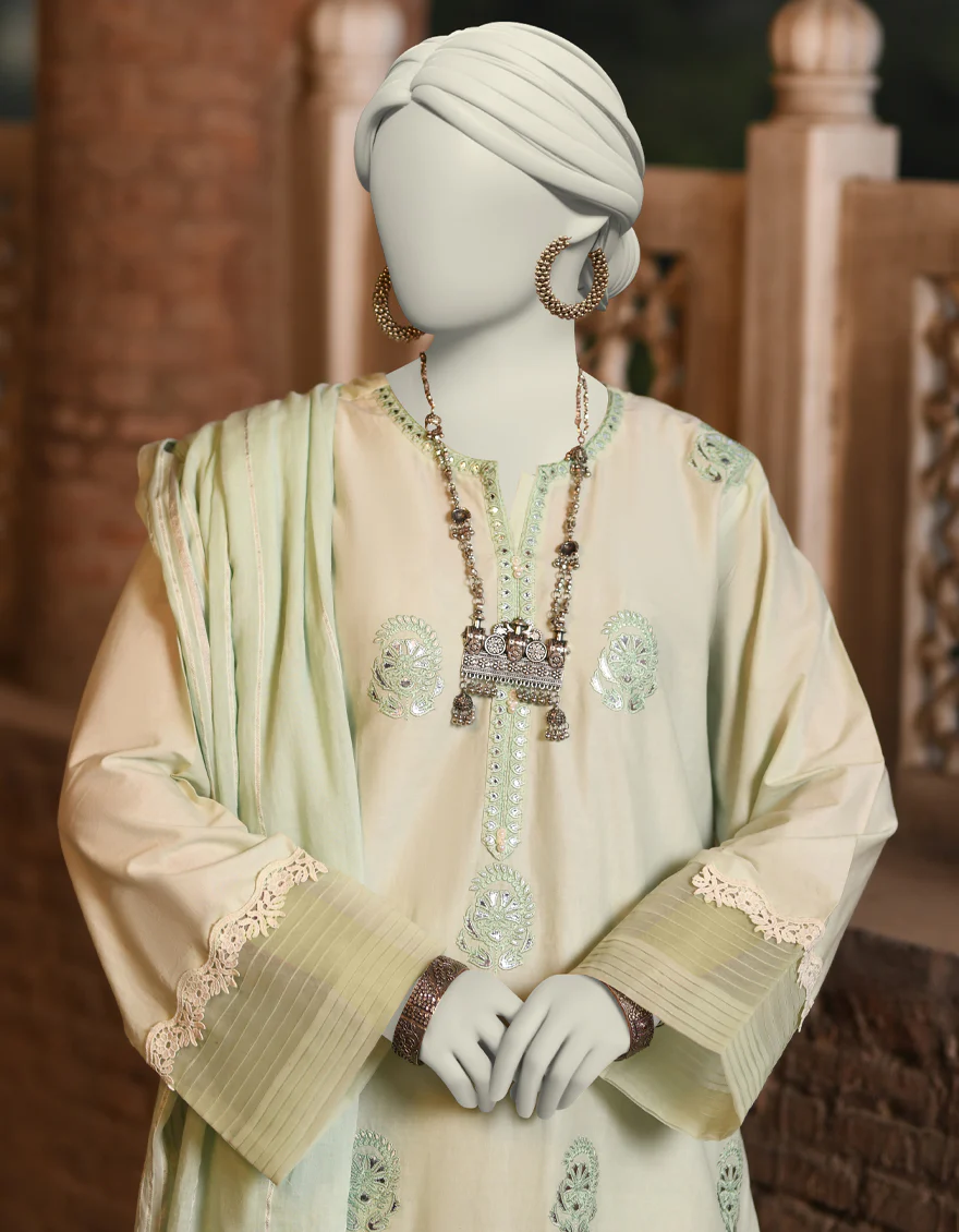 GREEN LAWN 3PC STITCHED | JLAWN-S-25-036/S CHAMPA PANI-6 - Image 2