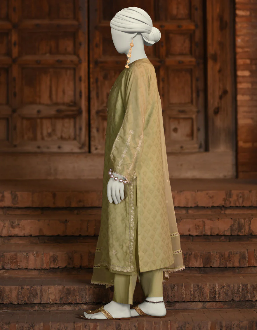 GREEN DOBBY 3PC STITCHED | JLAWN-S-25-051/S CUT WORK-03 - Image 2