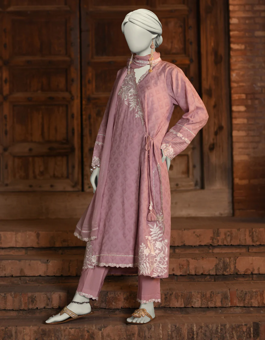 PINK DOBBY 3PC STITCHED | JLAWN-S-25-052/S CUT WORK-04 - Image 2