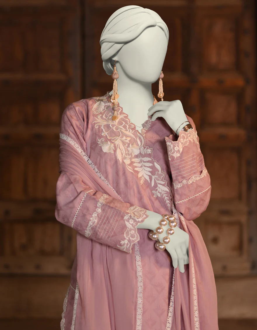 PINK DOBBY 3PC STITCHED | JLAWN-S-25-052/S CUT WORK-04 - Image 3