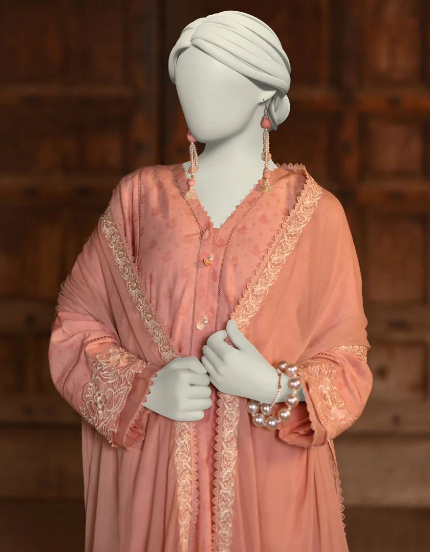 PINK DOBBY 3PC STITCHED | JLAWN-S-25-053/S CUT WORK-05 - Image 3