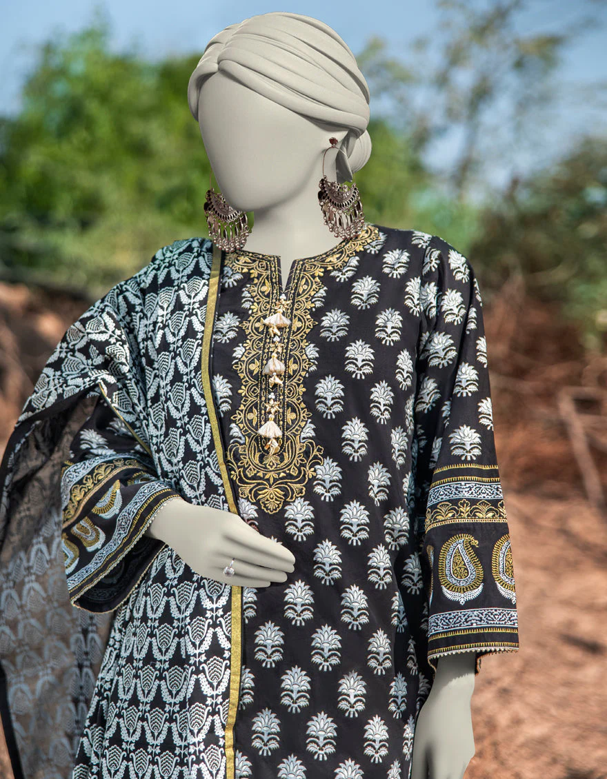 BLACK LAWN 3PC STITCHED | JLAWN-S-25-057/S ROYAL GARDEN-3 - Image 2