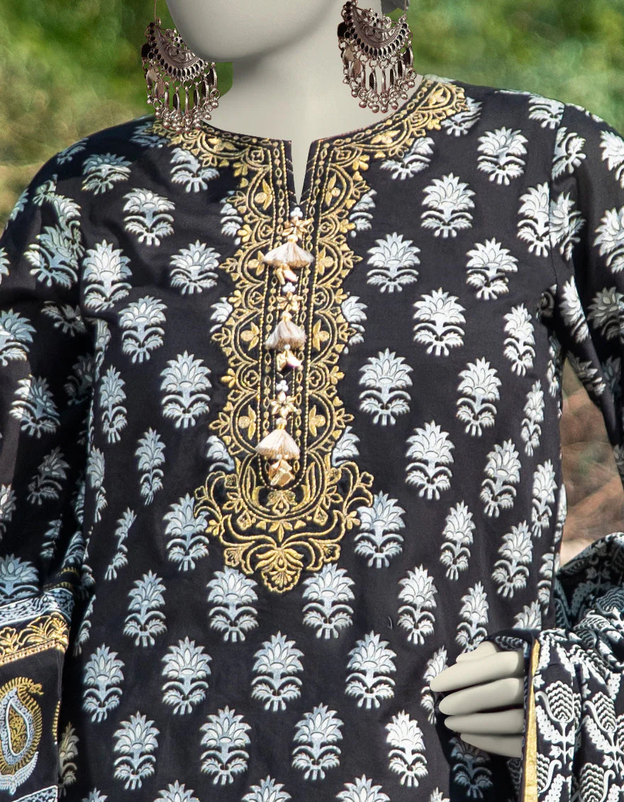 BLACK LAWN 3PC STITCHED | JLAWN-S-25-057/S ROYAL GARDEN-3 - Image 3
