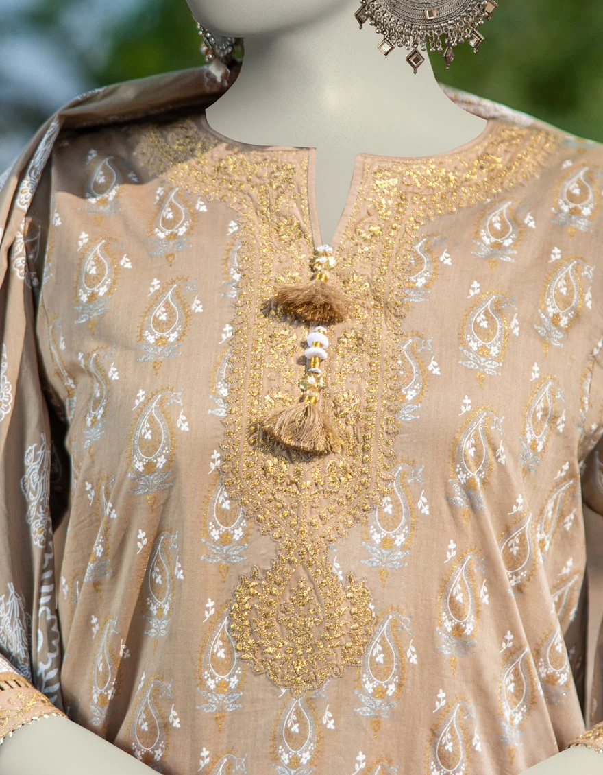 BEIGE LAWN 3PC STITCHED | JLAWN-S-25-058/S ROYAL GARDEN-04 - Image 3