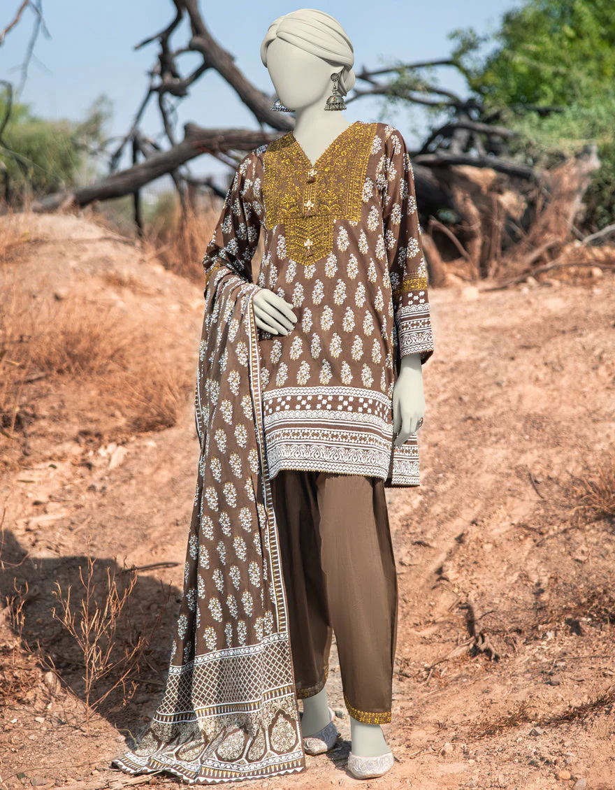 BROWN LAWN 3PC STITCHED | JLAWN-S-25-059/S ROYAL GARDEN-5