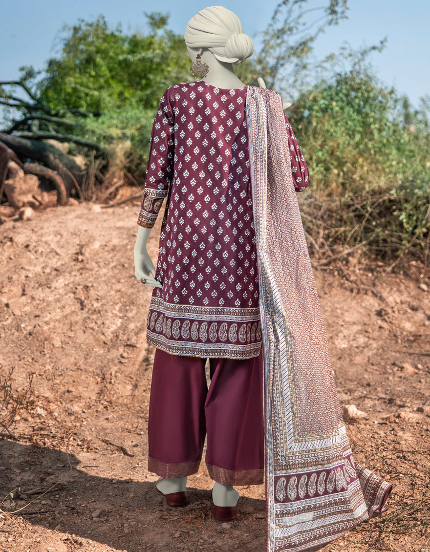 MAROON LAWN 3PC STITCHED | JLAWN-S-25-060/S ROYAL GARDEN-6 - Image 2
