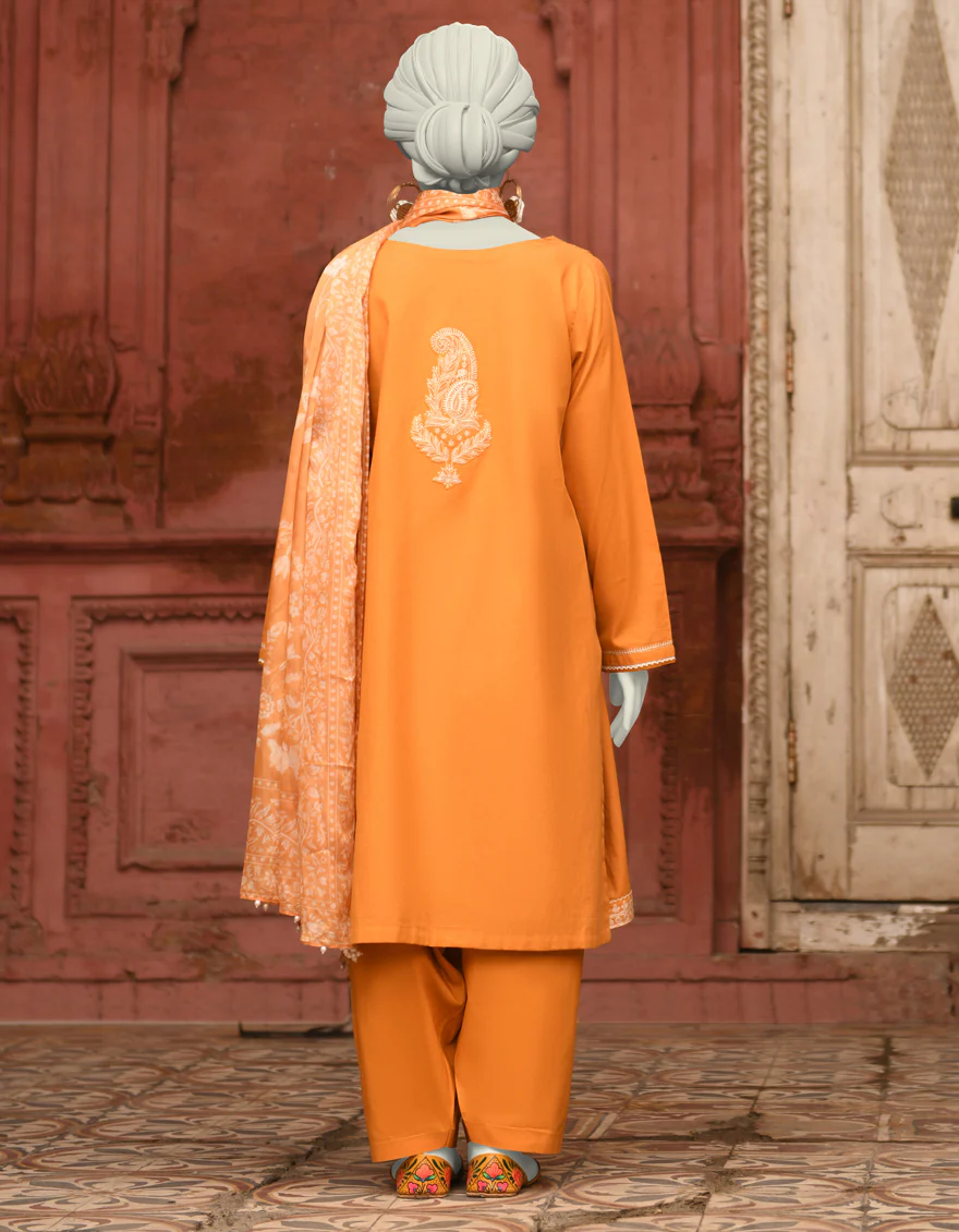 MUSTARD LAWN 3PC STITCHED | JLAWN-S-25-061/S CHIKAN KARI-01 - Image 2