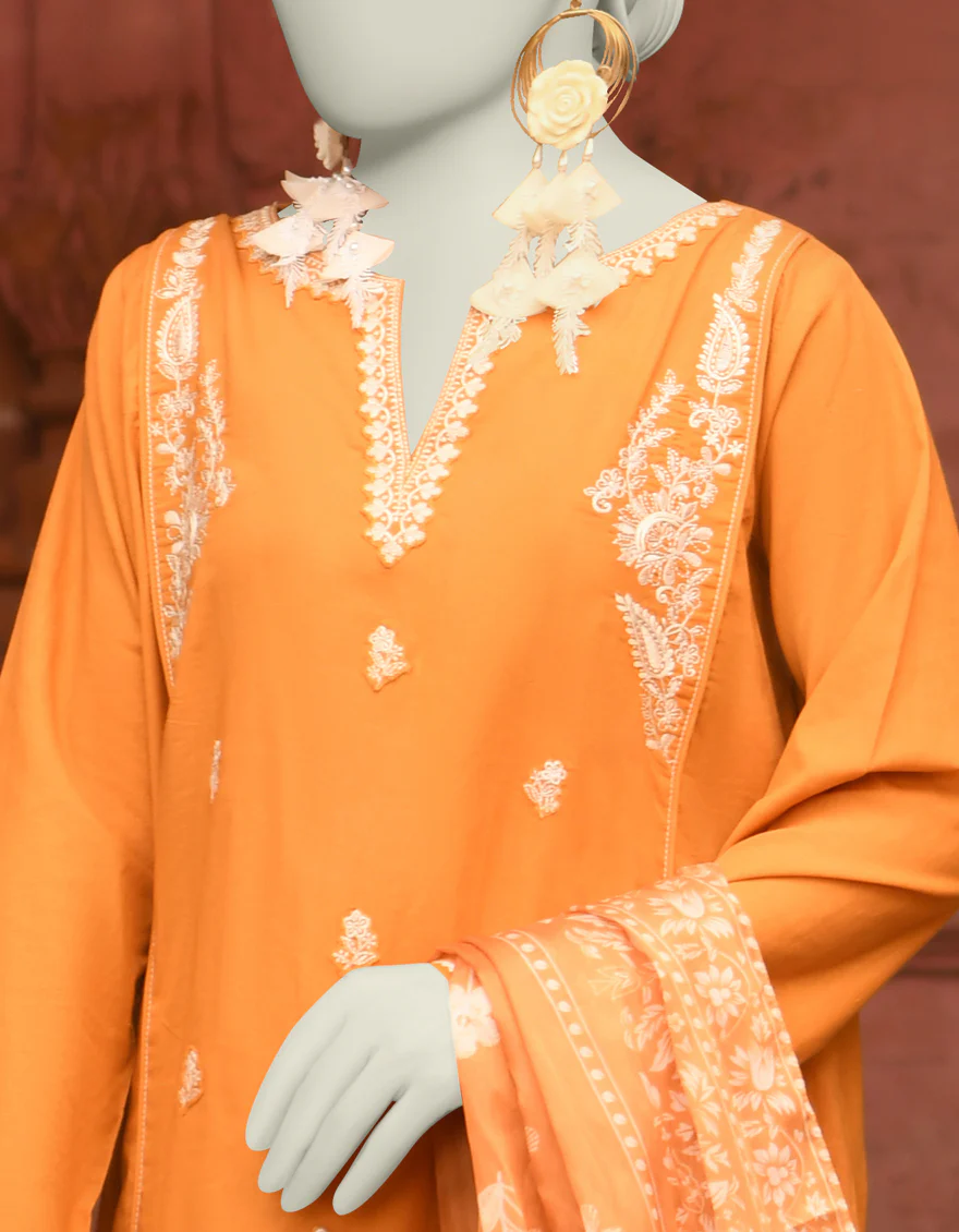 MUSTARD LAWN 3PC STITCHED | JLAWN-S-25-061/S CHIKAN KARI-01 - Image 3