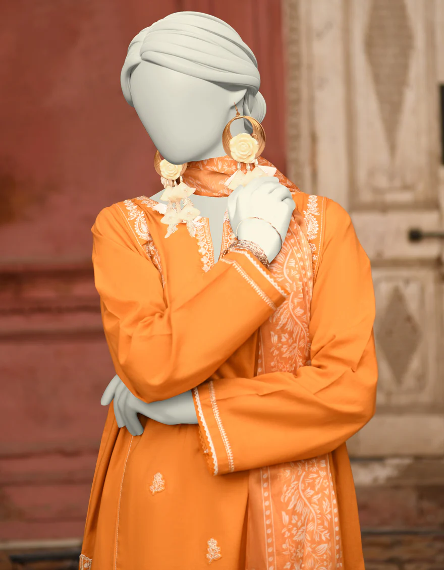 MUSTARD LAWN 3PC STITCHED | JLAWN-S-25-061/S CHIKAN KARI-01 - Image 4