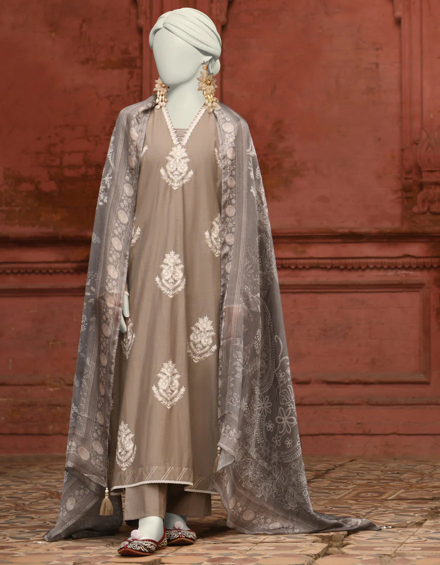 GREY LAWN 3PC STITCHED | JLAWN-S-25-065/S CHIKAN KARI-05 - Image 2