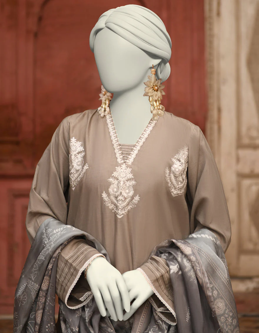 GREY LAWN 3PC STITCHED | JLAWN-S-25-065/S CHIKAN KARI-05 - Image 3