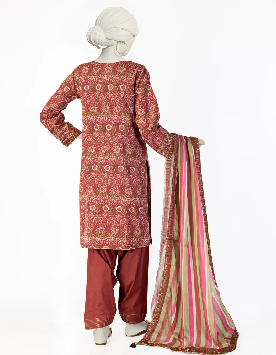 MAROON LAWN 3PC STITCHED | JLAWN-S-25-073/S LIN - Image 2
