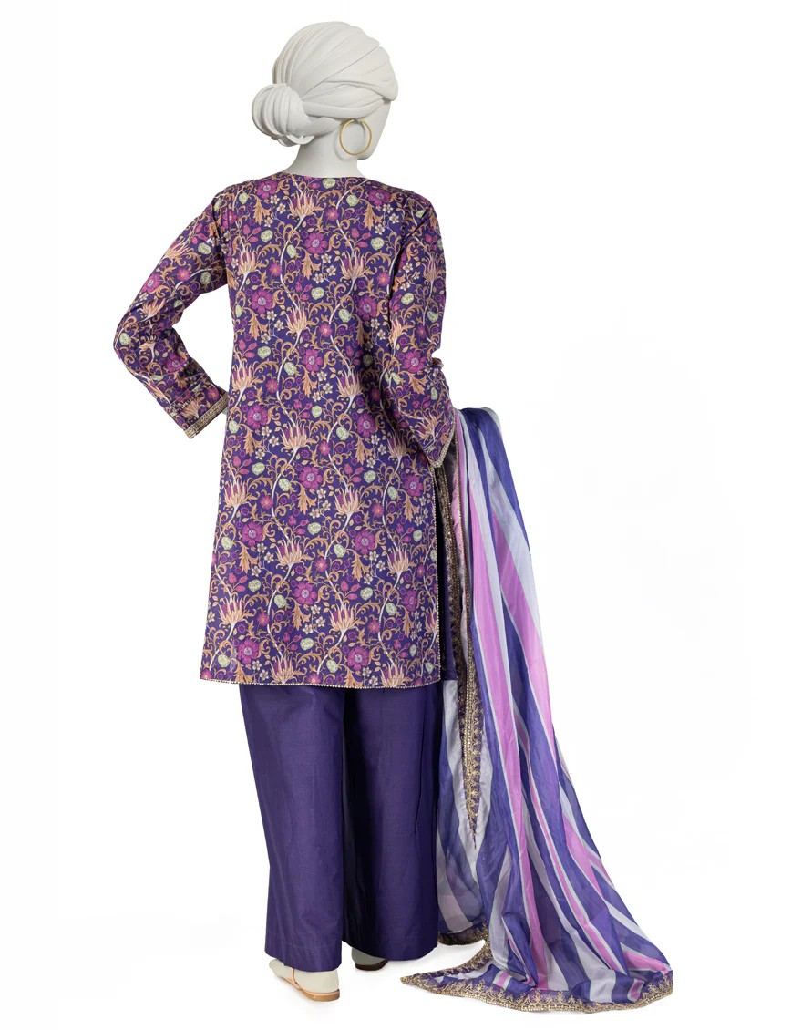 PURPLE LAWN 3PC STITCHED | JLAWN-S-25-074/S LINES-2 - Image 2