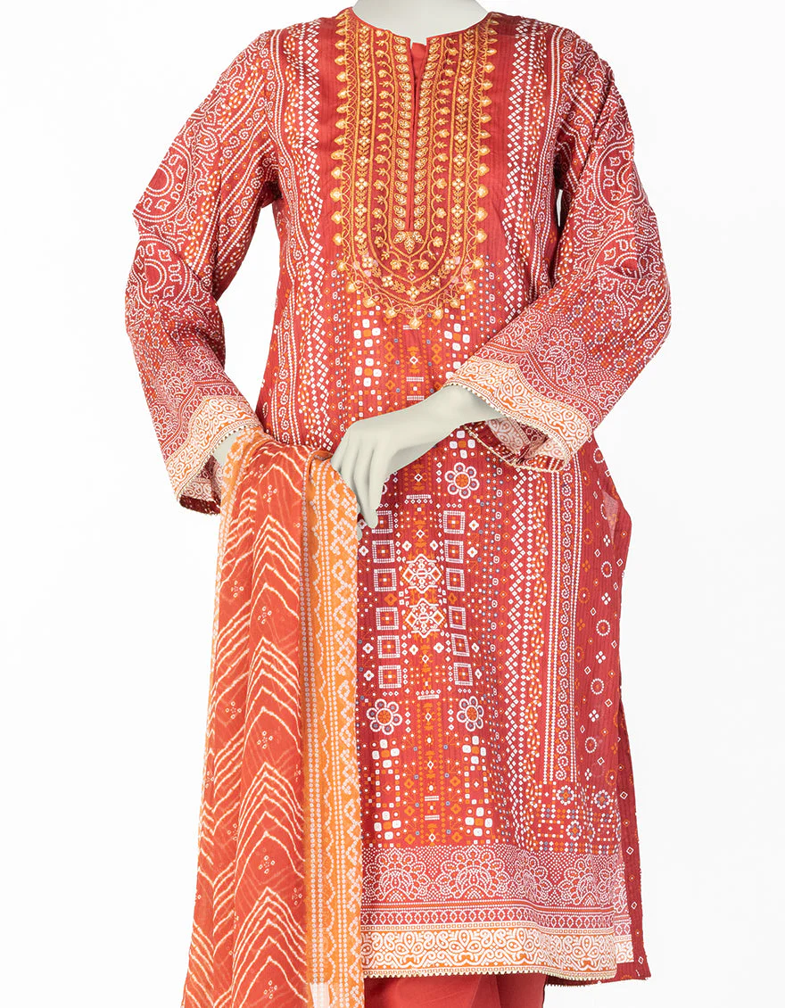 MAROON LAWN 3PC STITCHED | JLAWN-S-25-077/S CHUNRI-5 - Image 3