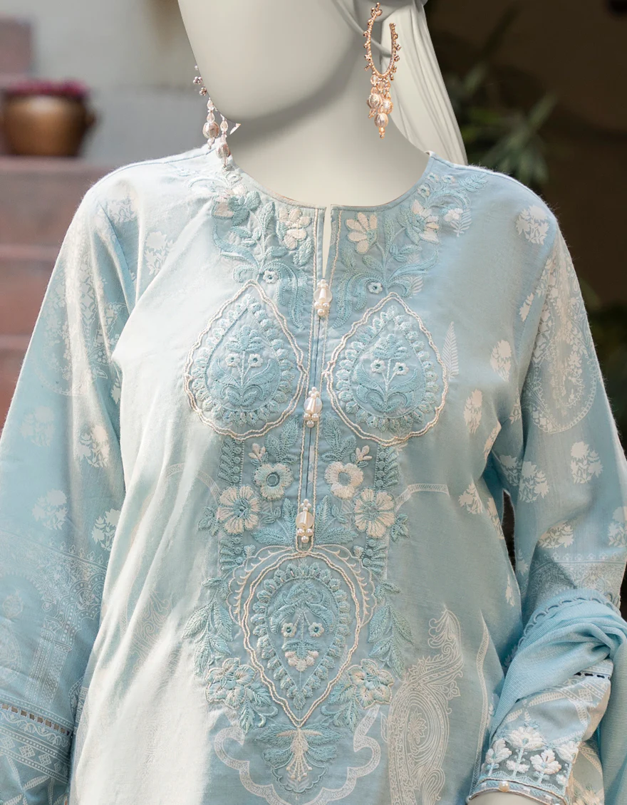 BLUE COTTON SILK 3PC STITCHED | JLAWN-S-25-085/S MAJ - Image 2