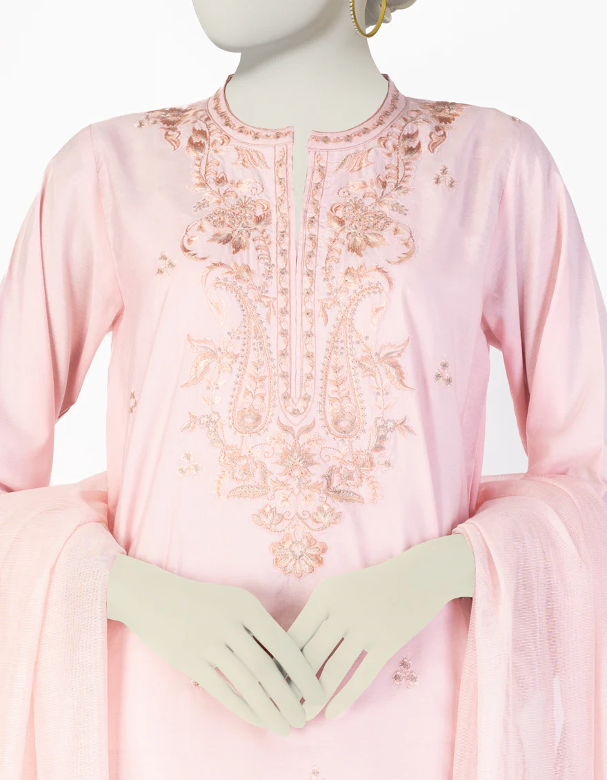 PINK COTTON SILK 3PC STITCHED | JLAWN-S-25-089/S GRA - Image 3