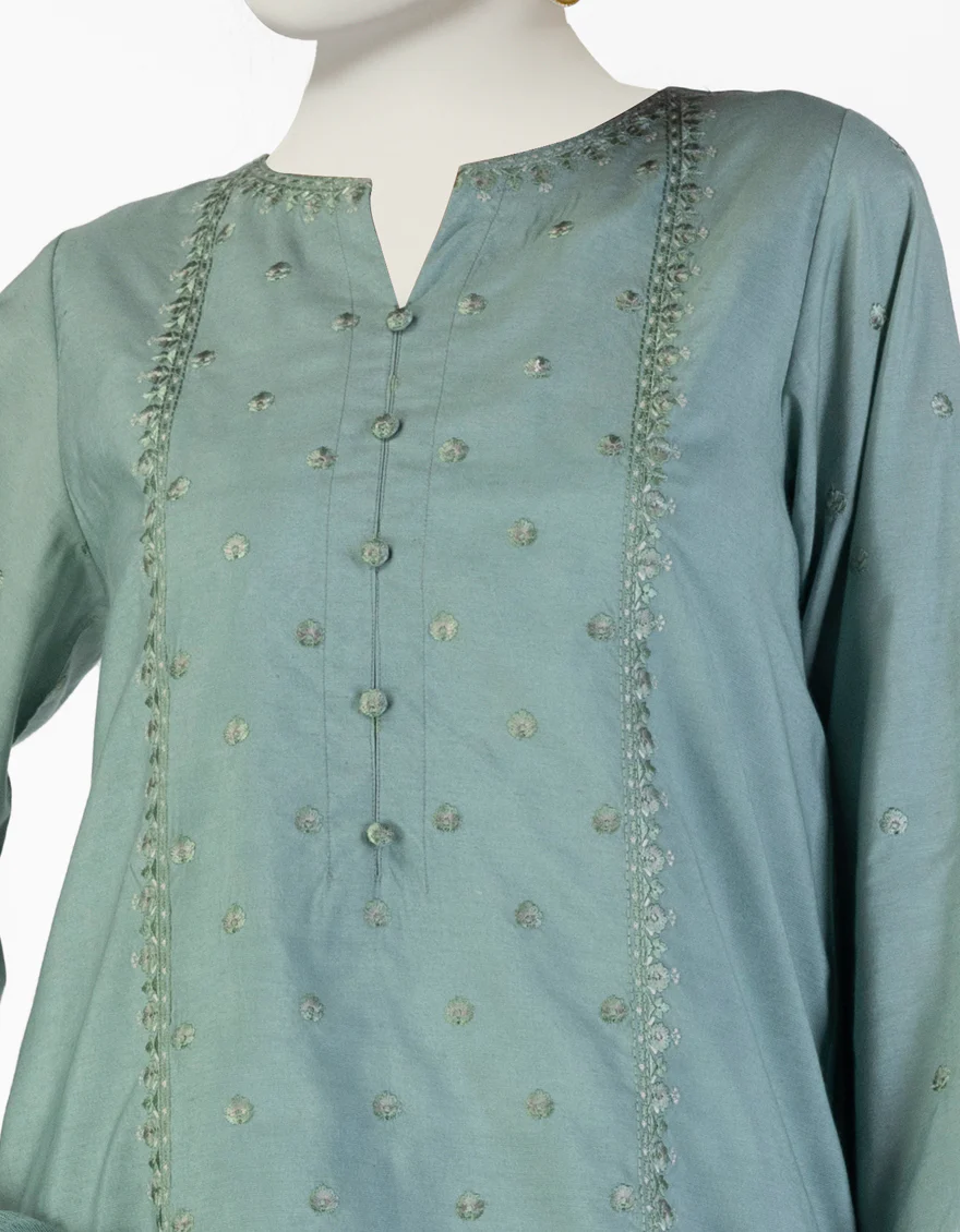 GREEN COTTON SILK 3PC STITCHED | JLAWN-S-25-091/S GRA - Image 3