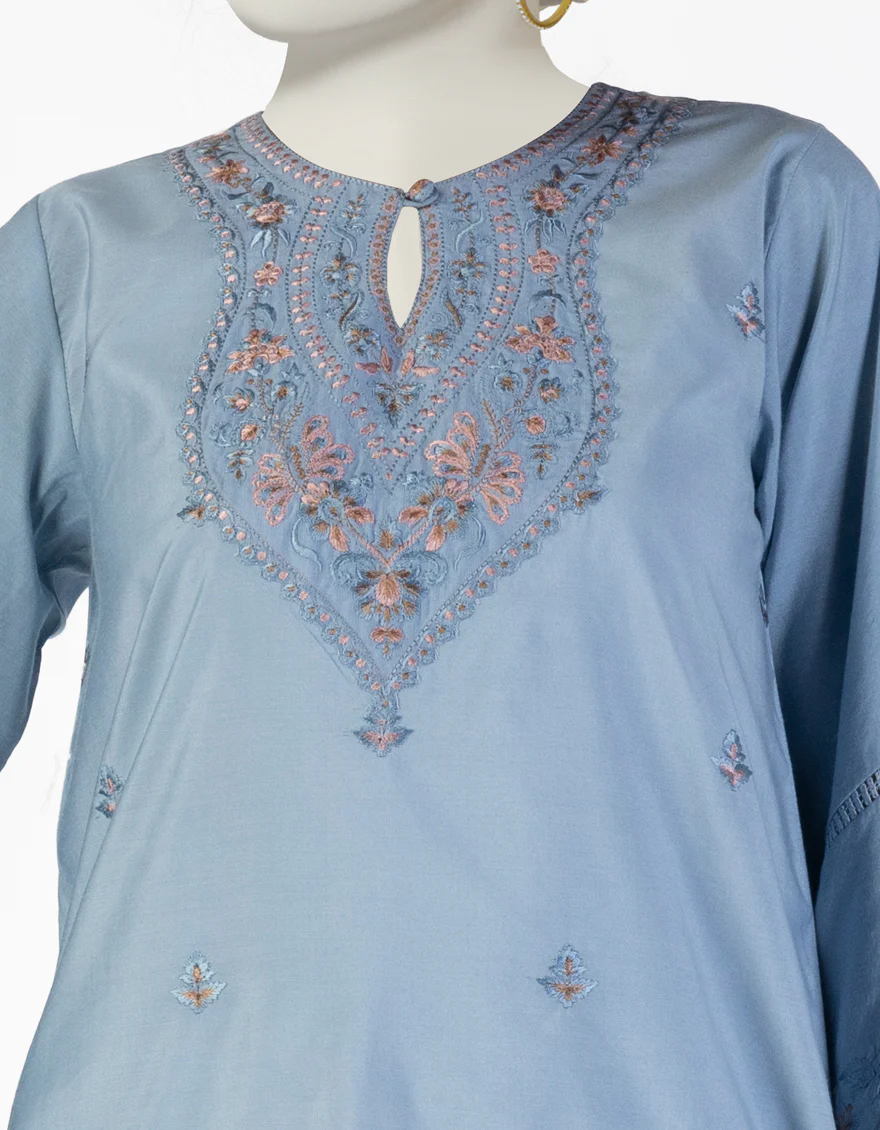 BLUE COTTON SILK 3PC STITCHED | JLAWN-S-25-092/S GRA - Image 3