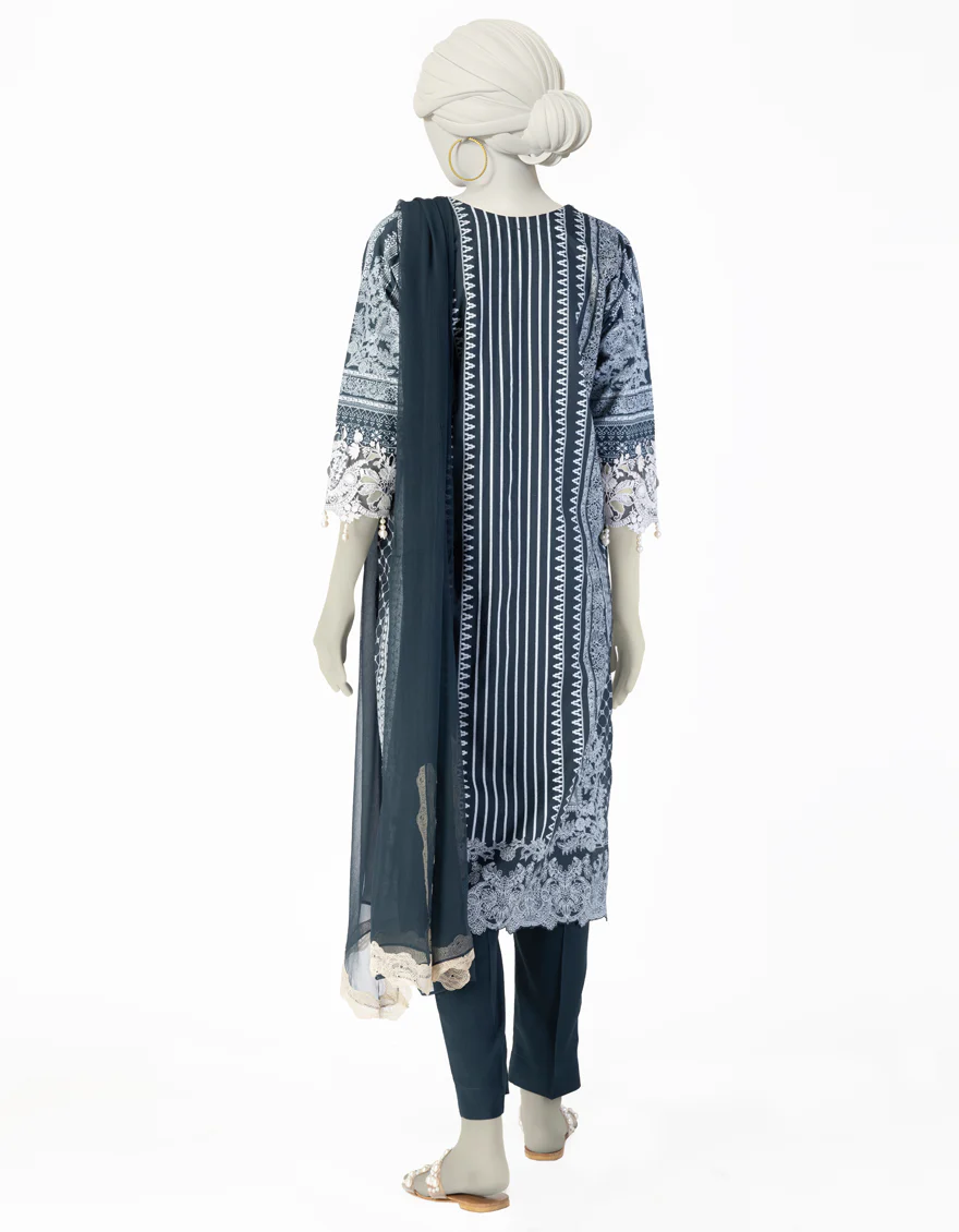 BLUE COTTON SILK 3PC STITCHED | JLAWN-S-25-101/S SHE - Image 2