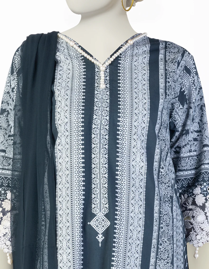 BLUE COTTON SILK 3PC STITCHED | JLAWN-S-25-101/S SHE - Image 3