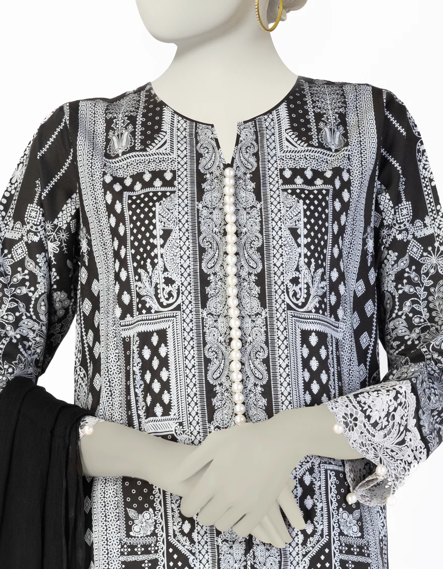 BLACK SILK 3PC STITCHED | JLAWN-S-25-102/S SHE - Image 3