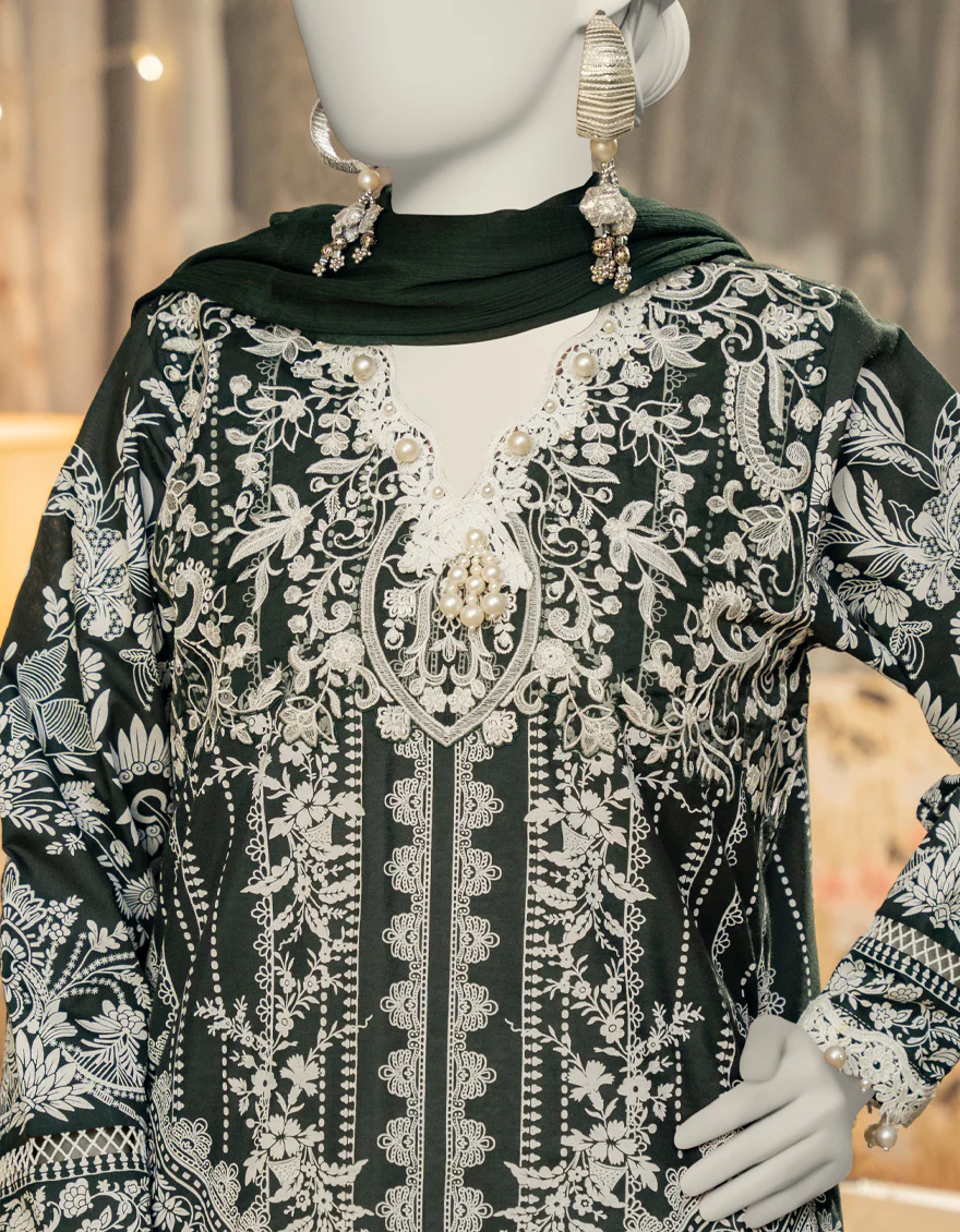 GREEN SILK 3PC STITCHED | JLAWN-S-25-104/S SHE - Image 2