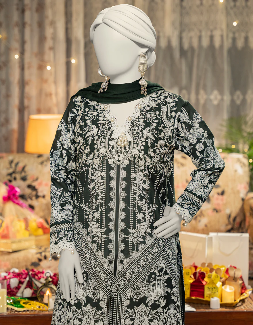 GREEN SILK 3PC STITCHED | JLAWN-S-25-104/S SHE - Image 3