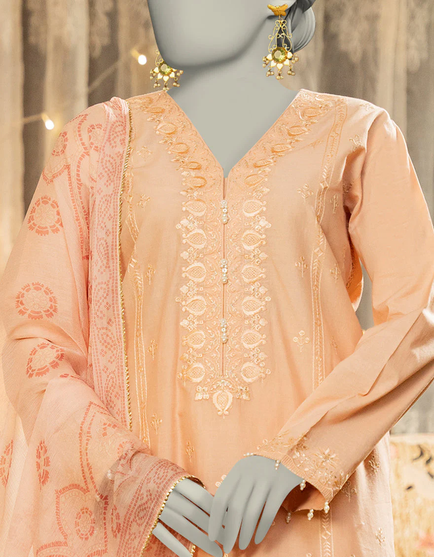 PEACH LAWN 3PC STITCHED | JLAWN-S-25-109/S DHAKA DYNASTY-1 - Image 2