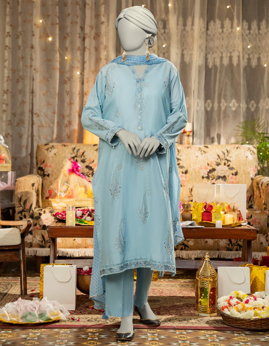 BLUE LAWN 3PC STITCHED | JLAWN-S-25-111/S DHAKA DYNASTY-3