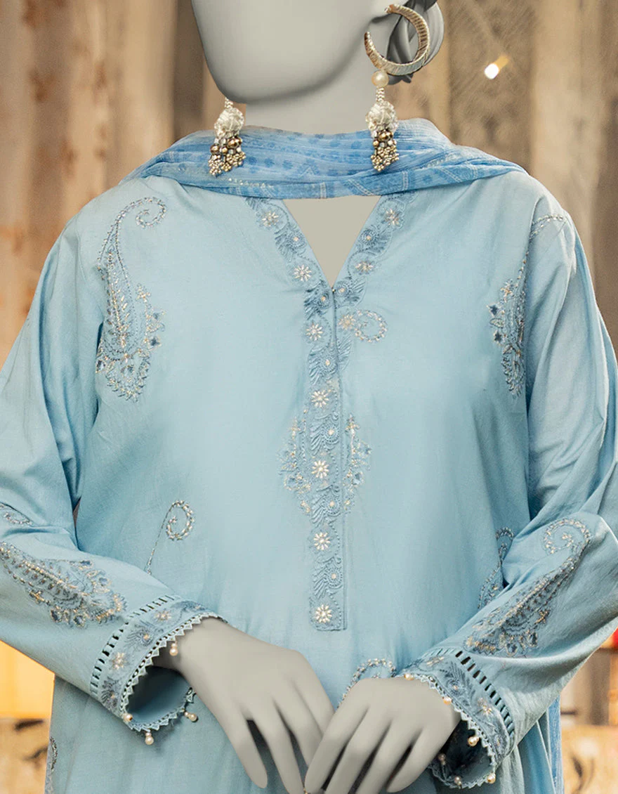 BLUE LAWN 3PC STITCHED | JLAWN-S-25-111/S DHAKA DYNASTY-3 - Image 2