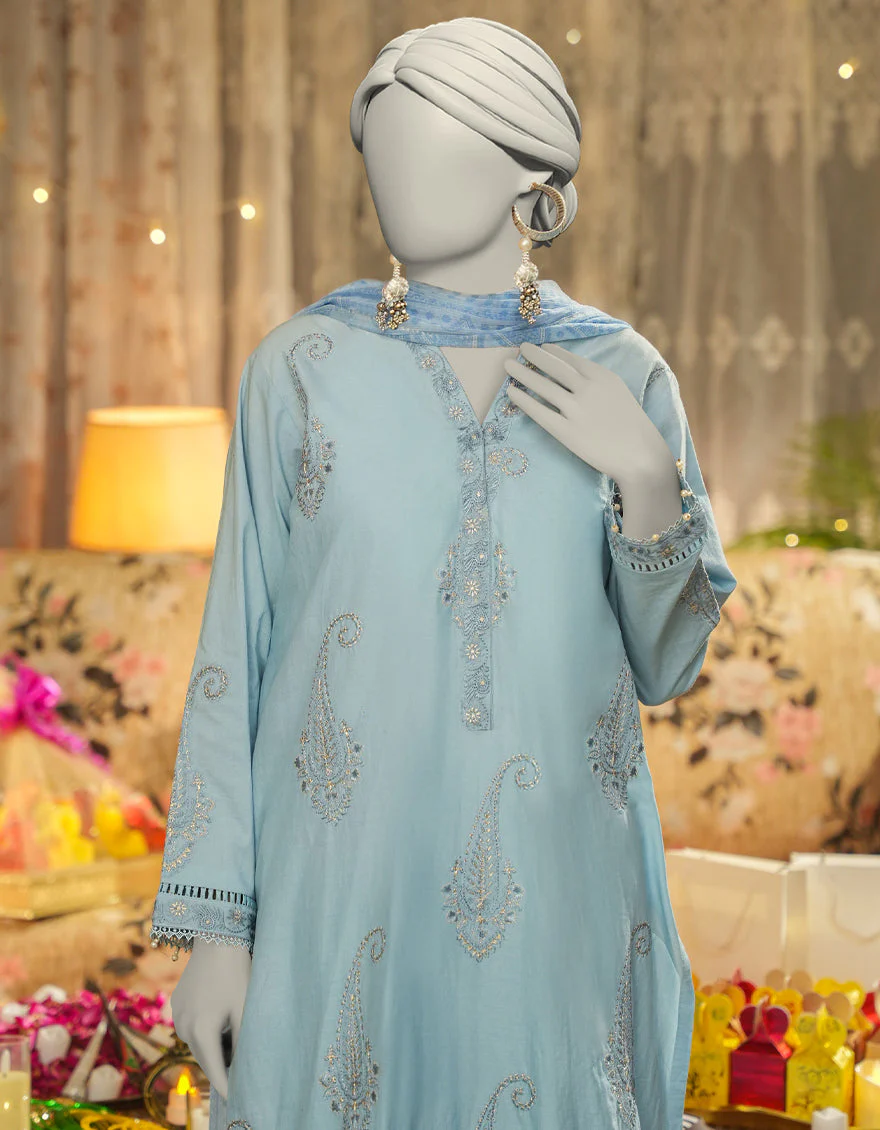 BLUE LAWN 3PC STITCHED | JLAWN-S-25-111/S DHAKA DYNASTY-3 - Image 3