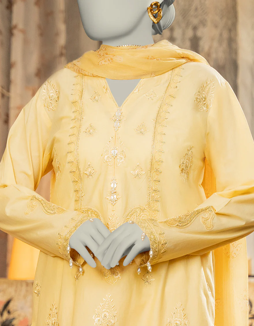 YELLOW LAWN 3PC STITCHED | JLAWN-S-25-112/S DHA - Image 3
