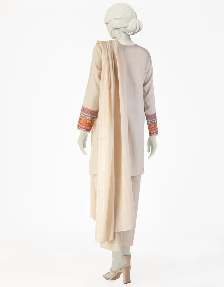BEIGE DOBBY 3PC STITCHED | JLAWN-S-25-115/S CRO - Image 2
