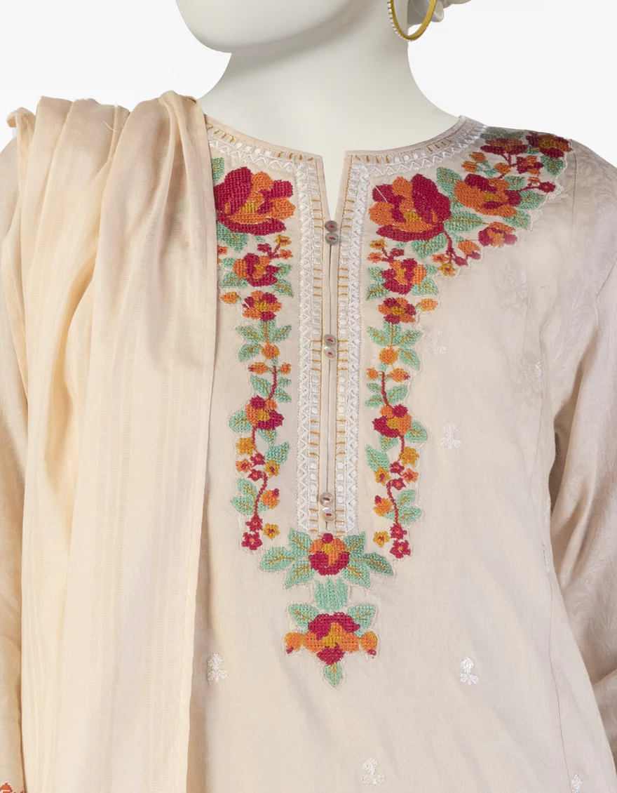 BEIGE DOBBY 3PC STITCHED | JLAWN-S-25-115/S CRO - Image 3