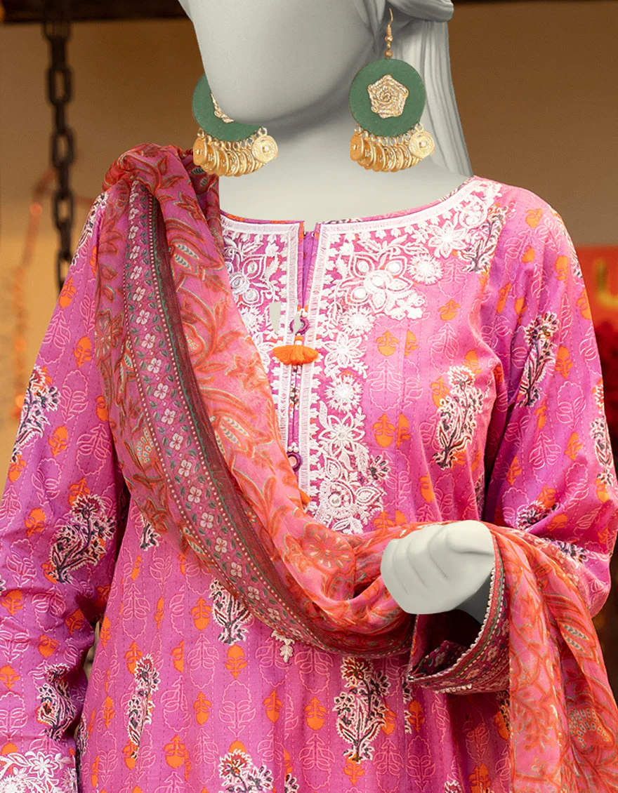 PINK LAWN 3PC STITCHED | JLAWN-S-25-124/S MIRROR-04 - Image 2