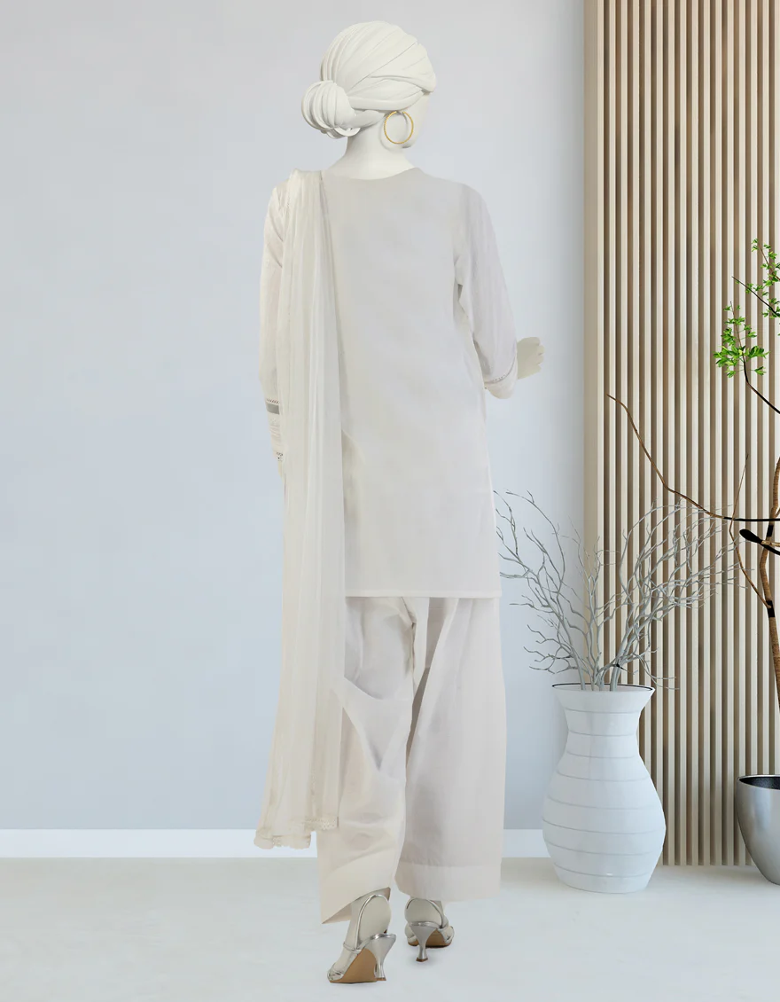 WHITE DOBBY 3PC STITCHED | JLAWN-S-25-125/S PEARL PERFECTION-01 - Image 2
