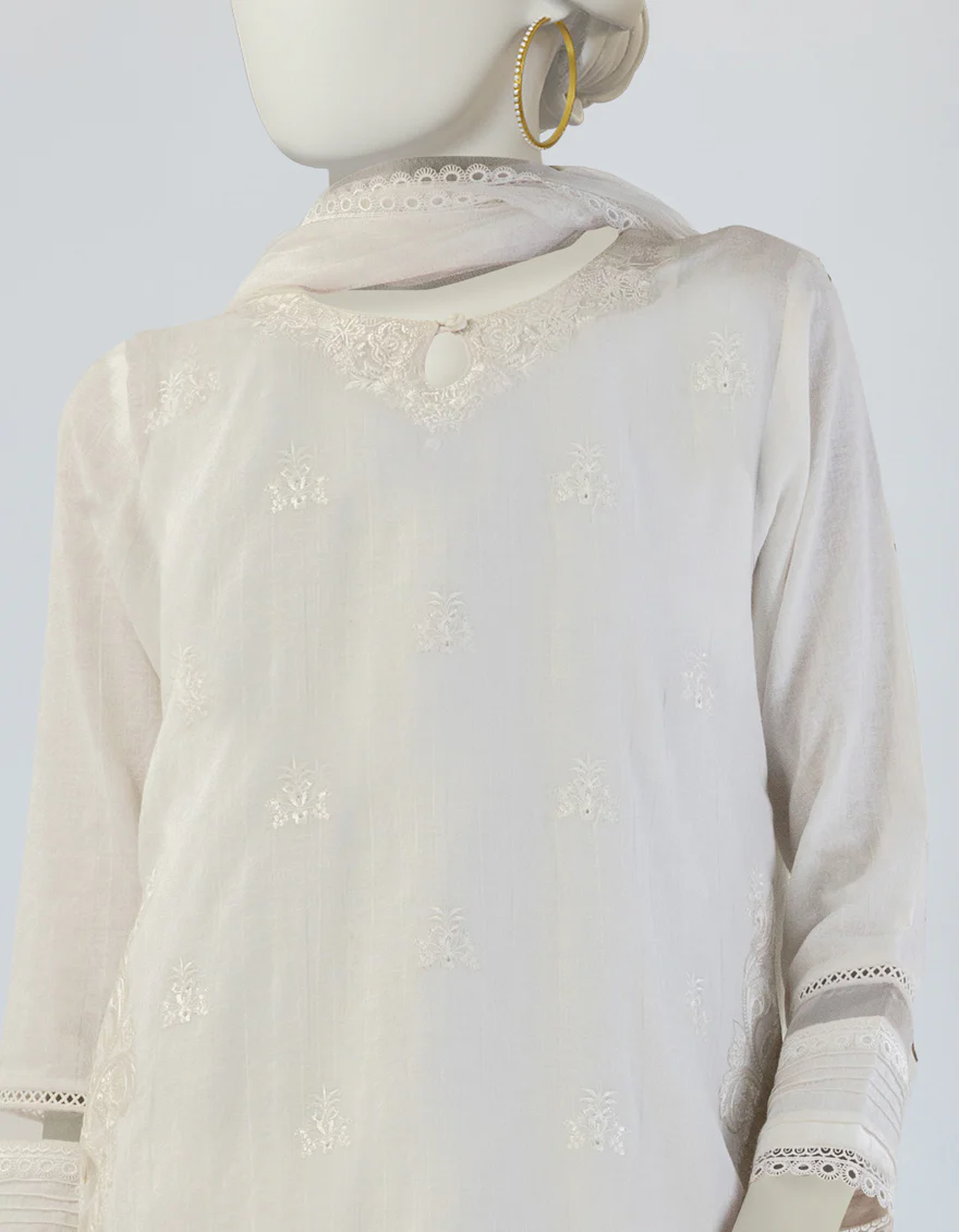 WHITE DOBBY 3PC STITCHED | JLAWN-S-25-125/S PEARL PERFECTION-01 - Image 3