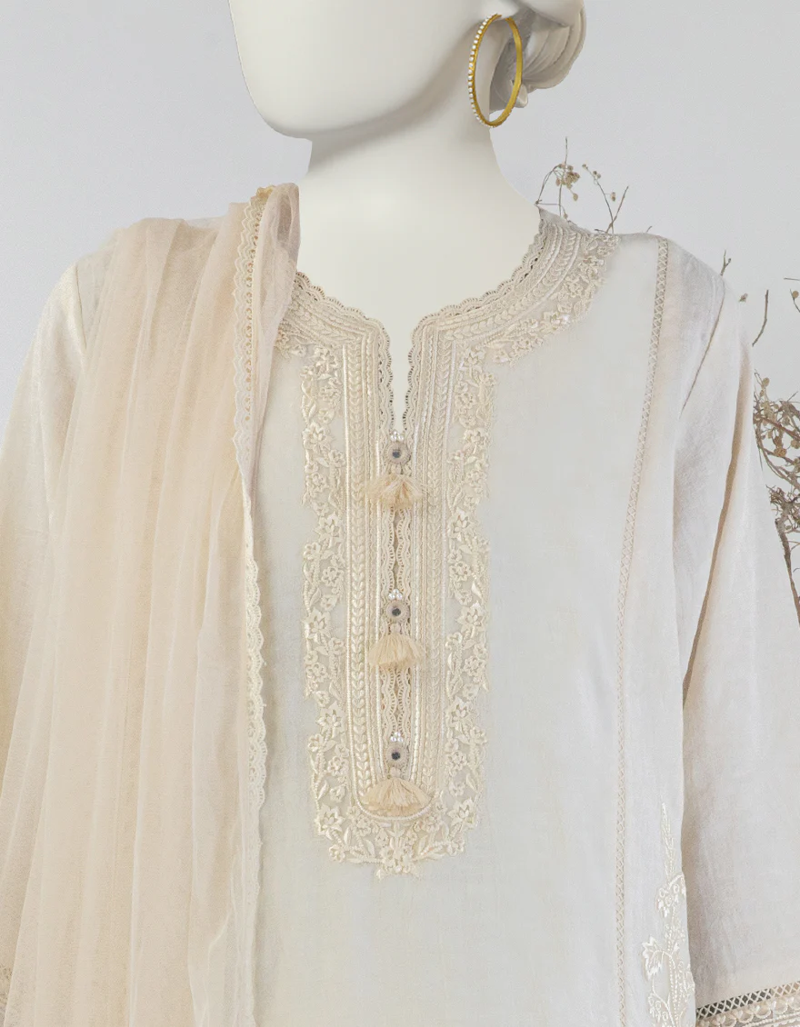 BEIGE DOBBY 3PC STITCHED | JLAWN-S-25-128/S PEARL PERFECTION-04 - Image 3
