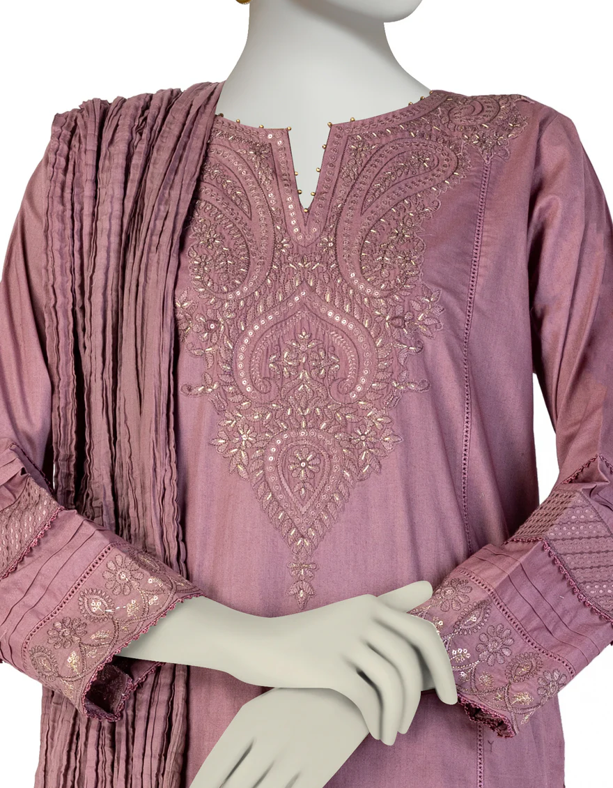 MAUVE LAWN 3PC STITCHED | JLAWN-S-25-133/S CHI - Image 3
