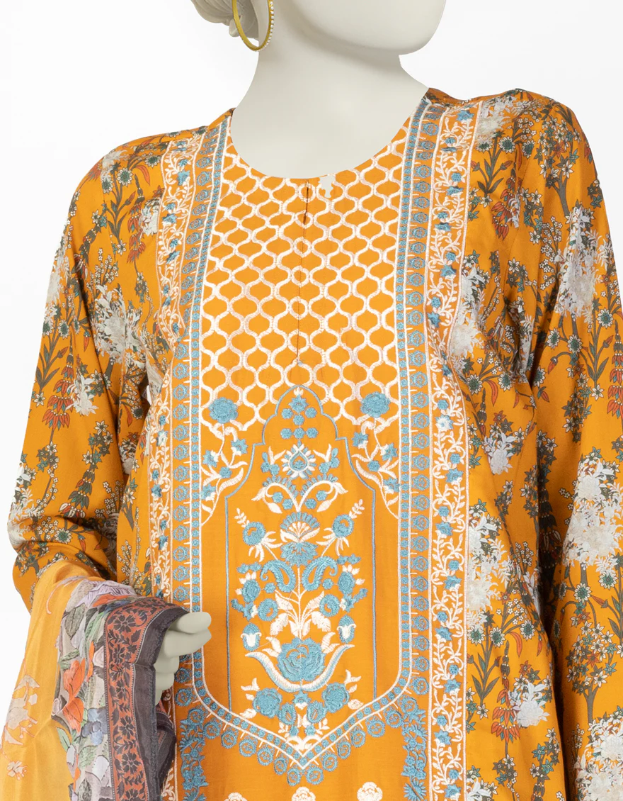 YELLOW LAWN 3PC STITCHED | JLAWN-S-25-138/S GAR - Image 2