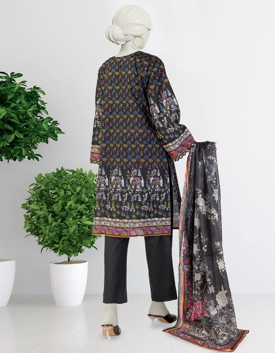 BLACK LAWN 3PC STITCHED | JLAWN-S-25-142/S GAR - Image 2