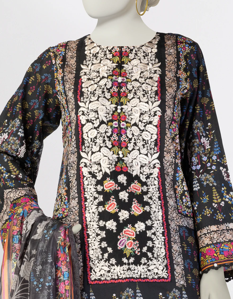 BLACK LAWN 3PC STITCHED | JLAWN-S-25-142/S GAR - Image 3