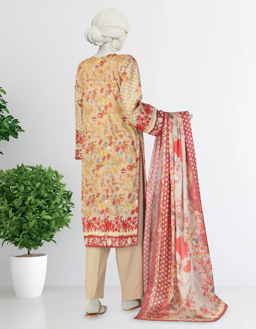 BEIGE LAWN 3PC STITCHED | JLAWN-S-25-143/S GAR - Image 2